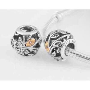 NWT Pandora Family Tree Charm 791205CZ Sterling Silver 14k Gold Cubic Zirconia